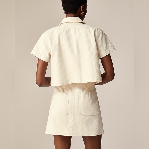 J. Crew Textured denim mini skirt in ecru Cream Gold Size 28 *Flawed* NWT - Picture 3 of 10